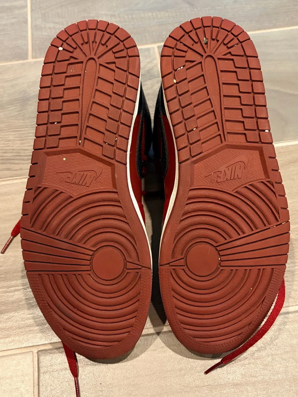 Nike Jordan Red and Black Mid-Top Sneakers